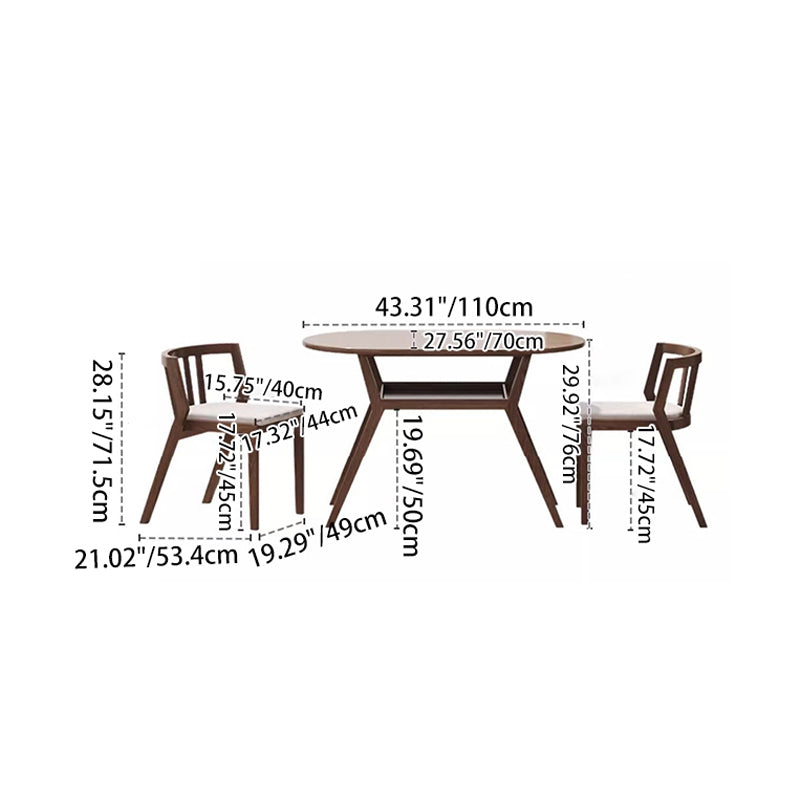 Modern Minimalist Round Ellipse Rubberwood Solid Wood Plywood Cotton-linen Coffee Table & Chair Set For Living Room