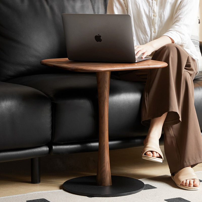 Modern Minimalist Square Black Walnut Metal End Table For Living Room