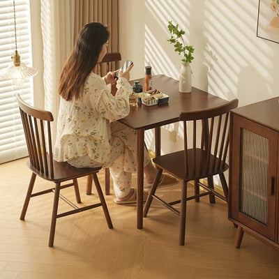 Traditional Chinese Square Rubberwood Dining Table For 5-6 Seats