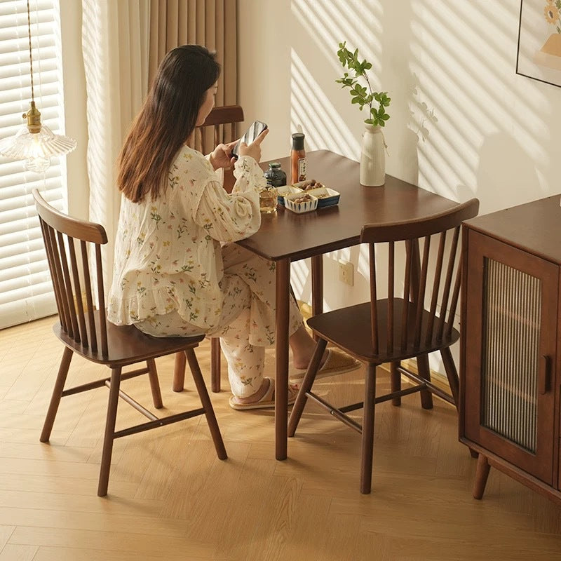 Traditional Chinese Square Rubberwood Dining Table For 5-6 Seats