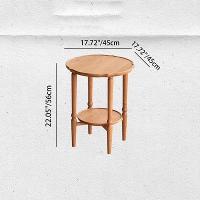 Contemporary Nordic Round Pine Wood Glass Coffee Table 2-Tier For Living Room