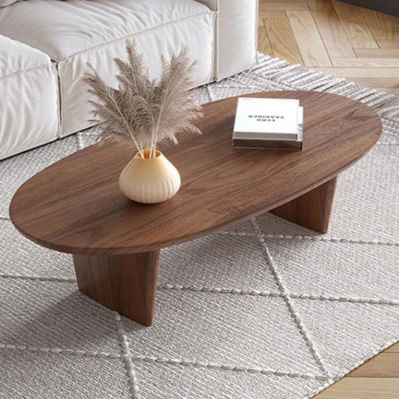 Traditional Japanese Ellipse Pine Wood Coffee Table For Living Room