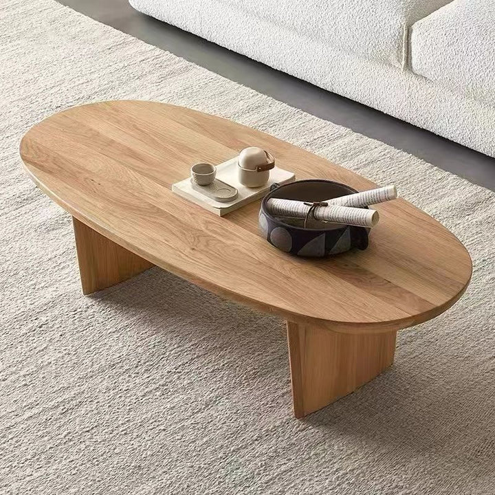 Traditioneller japanischer Ellipsen-Kaffeetisch aus Kiefernholz für das Wohnzimmer 
