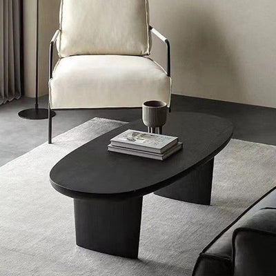 Traditional Japanese Ellipse Pine Wood Coffee Table For Living Room