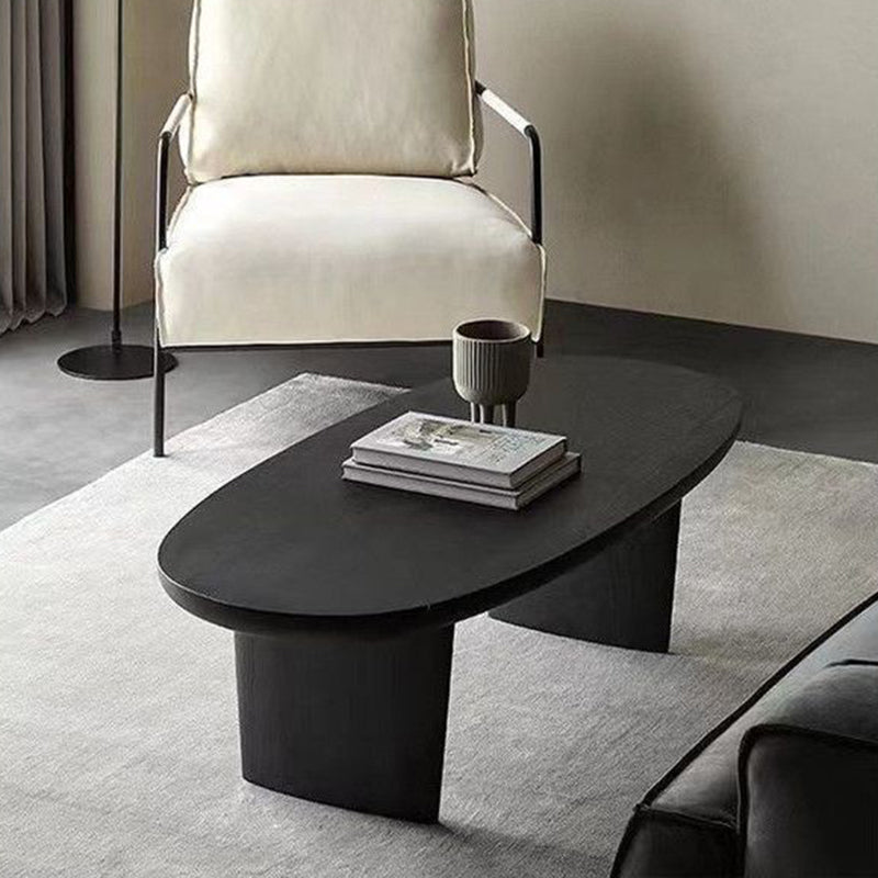 Traditional Japanese Ellipse Pine Wood Coffee Table For Living Room