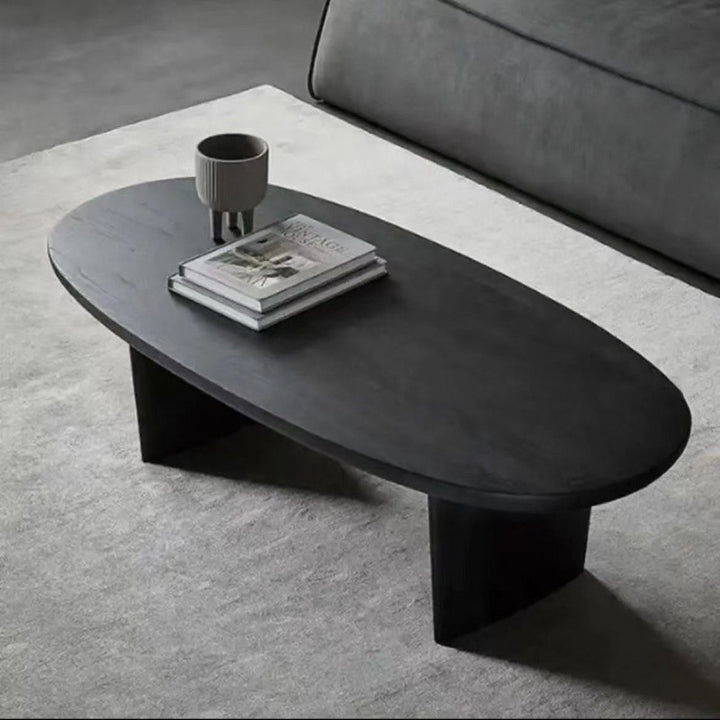 Traditioneller japanischer Ellipsen-Kaffeetisch aus Kiefernholz für das Wohnzimmer 