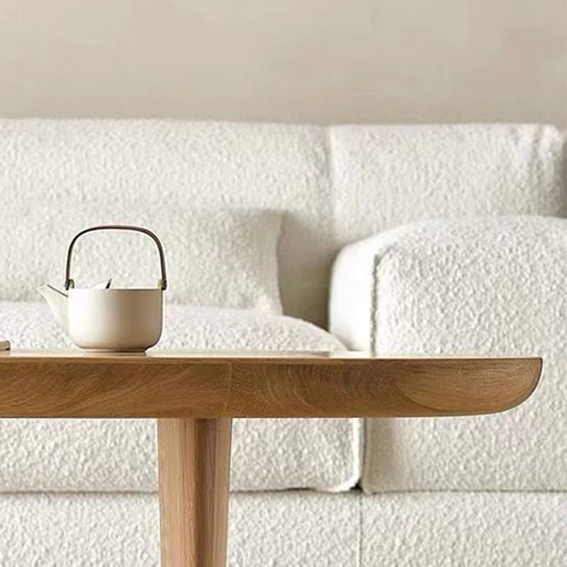 Traditional Japanese Ellipse Pine Wood Coffee Table For Living Room