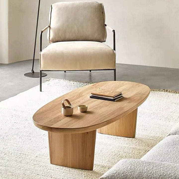 Traditioneller japanischer Ellipsen-Kaffeetisch aus Kiefernholz für das Wohnzimmer 