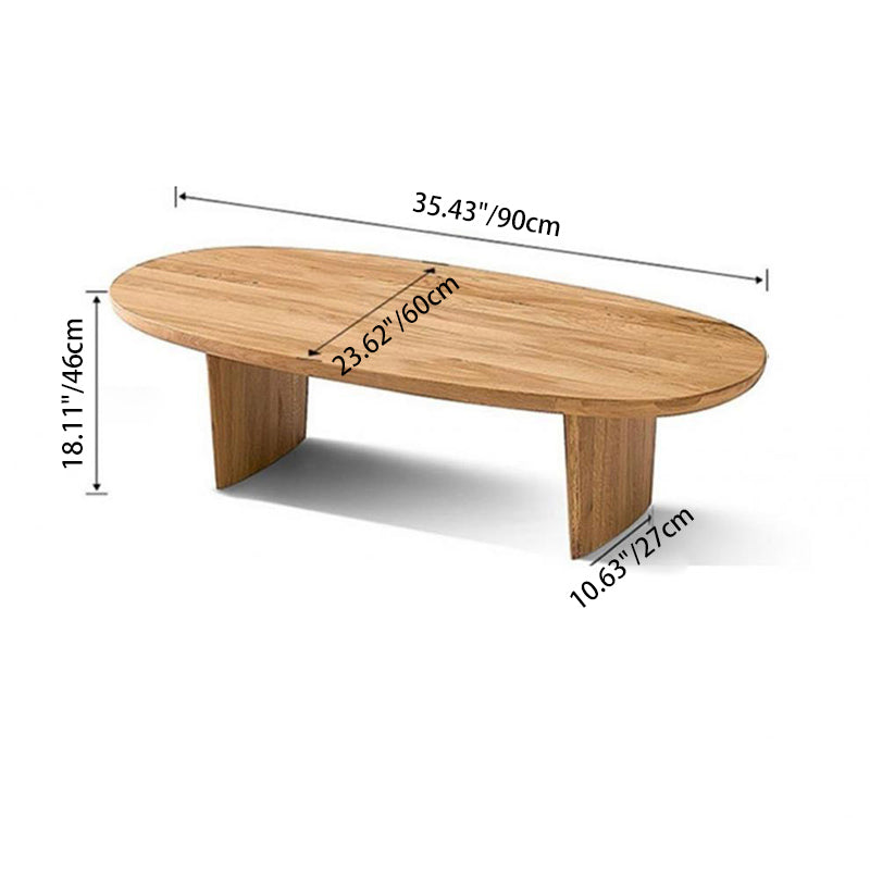 Traditional Japanese Ellipse Pine Wood Coffee Table For Living Room