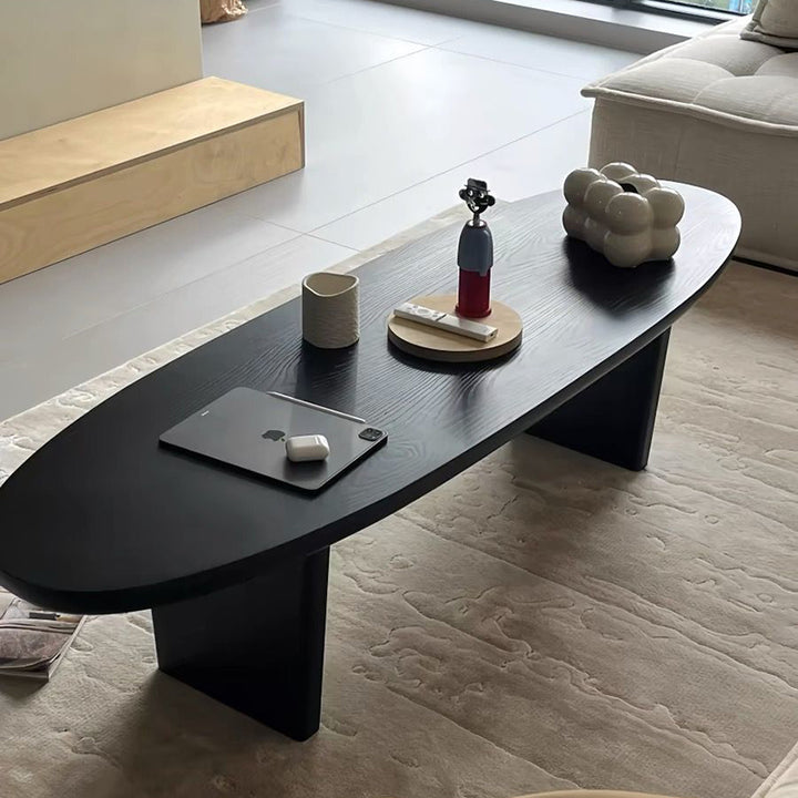 Traditioneller japanischer Ellipsen-Kaffeetisch aus Kiefernholz für das Wohnzimmer 