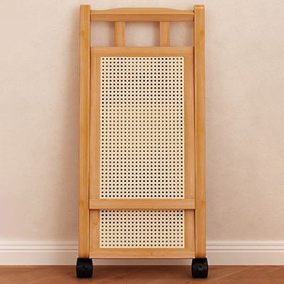 Modern Minimalist Rectangular Nan Bamboo Acrylic Synthetic Rattan Weaving Foldable Movable End Table 2-Tier For Living Room