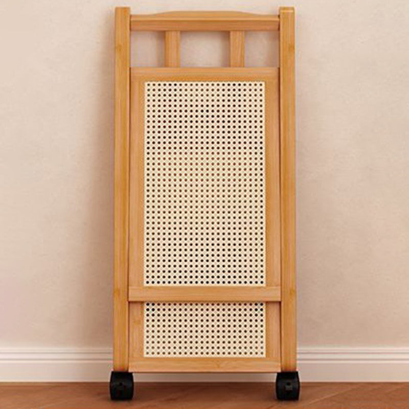 Modern Minimalist Rectangular Nan Bamboo Acrylic Synthetic Rattan Weaving Foldable Movable End Table 2-Tier For Living Room