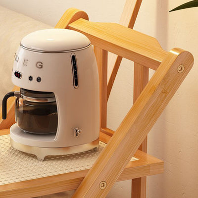 Modern Minimalist Rectangular Nan Bamboo Acrylic Synthetic Rattan Weaving Foldable Movable End Table 2-Tier For Living Room