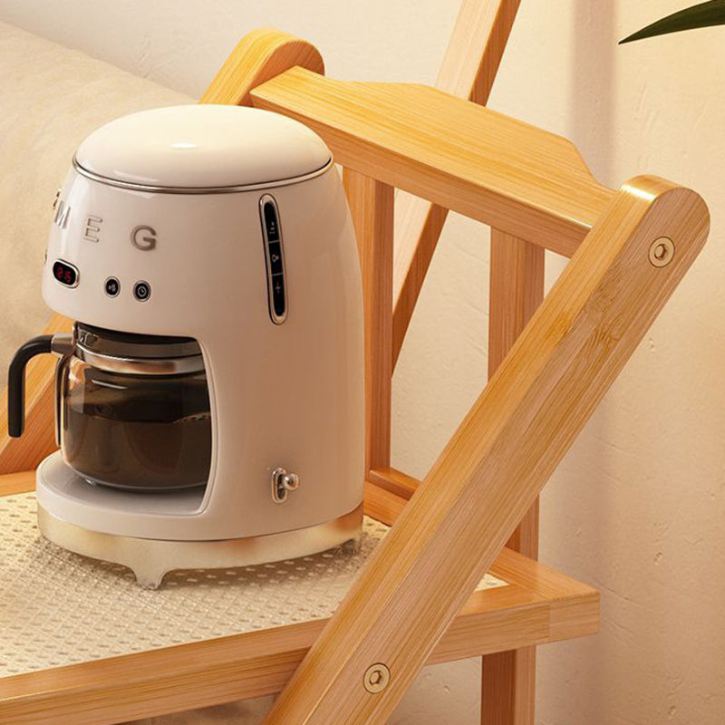 Modern Minimalist Rectangular Nan Bamboo Acrylic Synthetic Rattan Weaving Foldable Movable End Table 2-Tier For Living Room