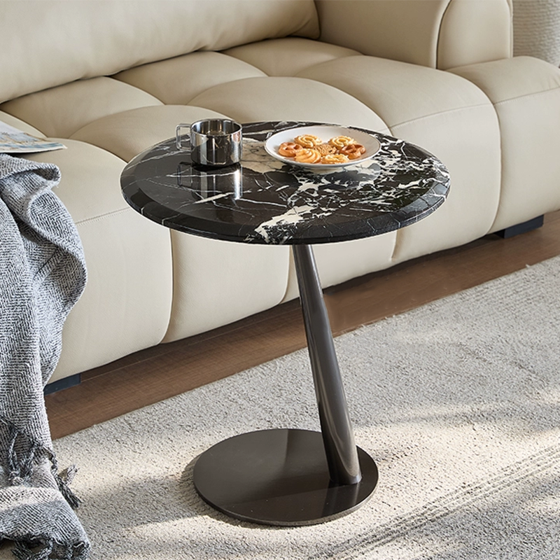 Modern Luxury Round Marble Stainless Steel Coffee Table For Living Room