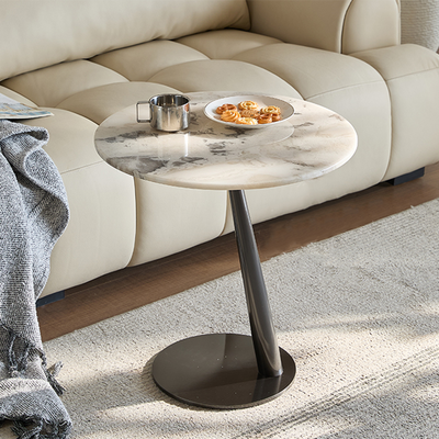 Modern Luxury Round Marble Stainless Steel Coffee Table For Living Room