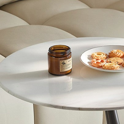 Modern Luxury Round Marble Stainless Steel Coffee Table For Living Room