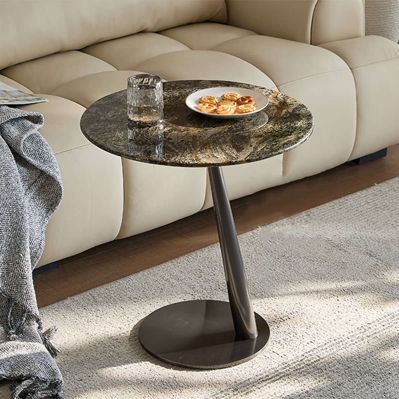 Modern Luxury Round Marble Stainless Steel Coffee Table For Living Room