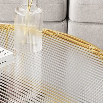 Modern Minimalist Round Tempered Glass Iron Coffee Table 2-Tier For Living Room