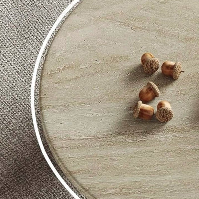 Modern Minimalist Round Sintered Stone Solid Wood Coffee Table For Living Room