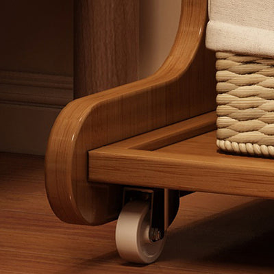 Modern Minimalist Square Nan Bamboo Movable Nightstand 2-Tier For Bedroom