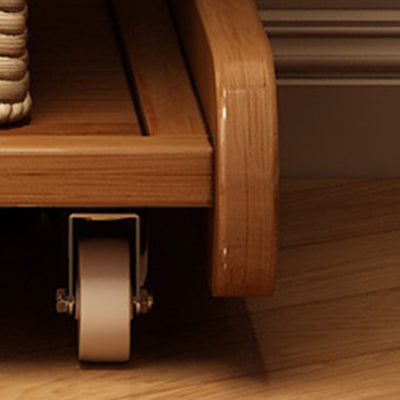 Modern Minimalist Square Nan Bamboo Movable Nightstand 2-Tier For Bedroom