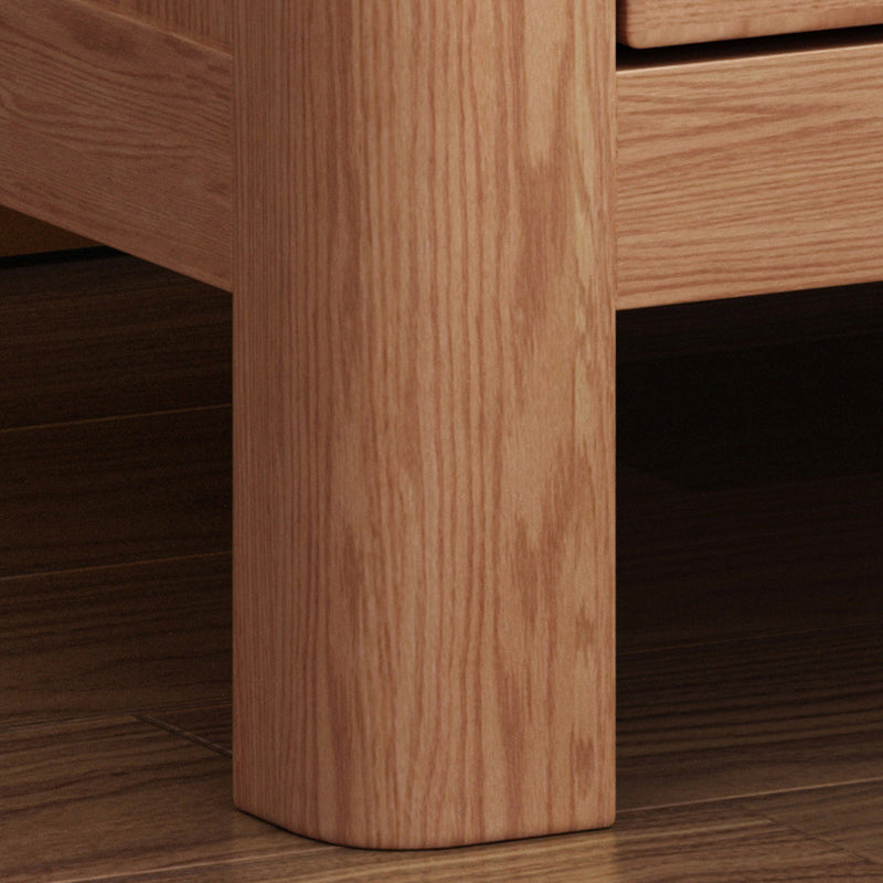 Contemporary Nordic Square Rectangular Pine Wood Rubberwood Solid Wood Plywood Lockable Nightstand 2-Drawer For Bedroom