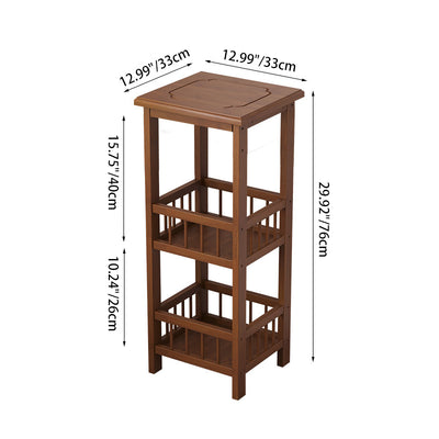 Traditional Chinese Square Rectangular MDF Nan Bamboo Nightstand 2/3-Tier For Bedroom