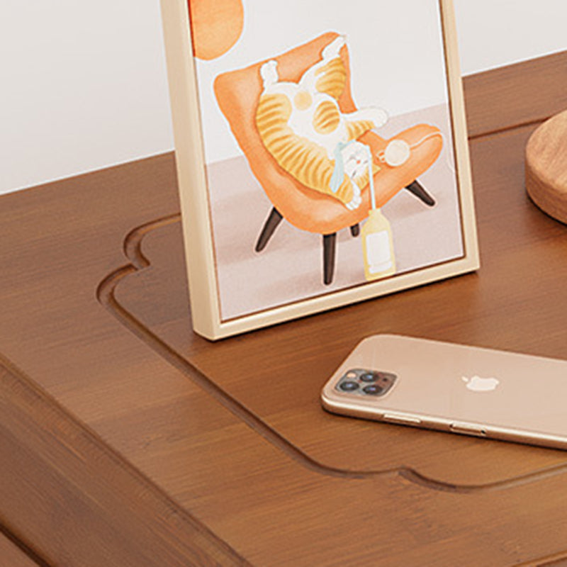 Traditional Chinese Square Rectangular MDF Nan Bamboo Nightstand 2/3-Tier For Bedroom