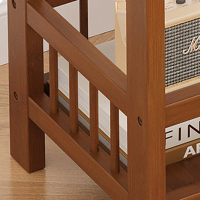 Traditional Chinese Square Rectangular MDF Nan Bamboo Nightstand 2/3-Tier For Bedroom