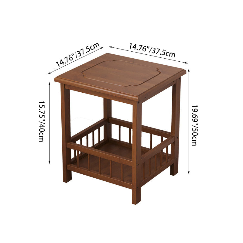 Traditional Chinese Square Rectangular MDF Nan Bamboo Nightstand 2/3-Tier For Bedroom