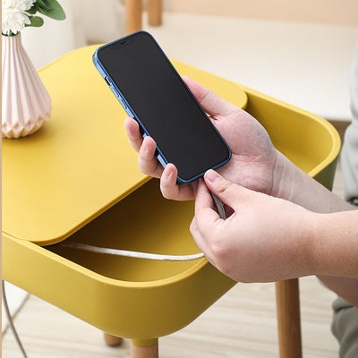 Modern Minimalist Square PP Beech Wood Removable End Table 1-Cabinet For Living Room