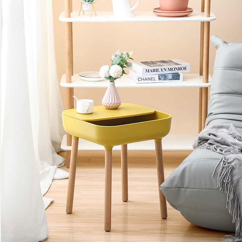 Modern Minimalist Square PP Beech Wood Removable End Table 1-Cabinet For Living Room