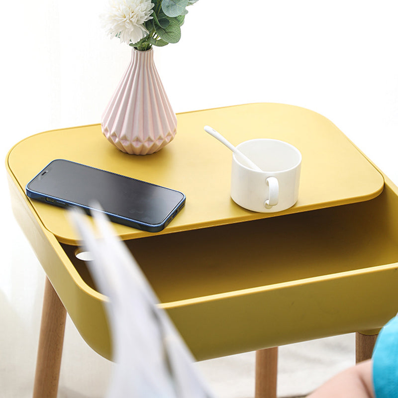 Modern Minimalist Square PP Beech Wood Removable End Table 1-Cabinet For Living Room