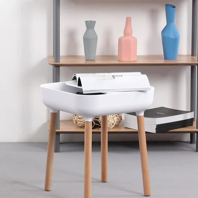 Modern Minimalist Square PP Beech Wood Removable End Table 1-Cabinet For Living Room