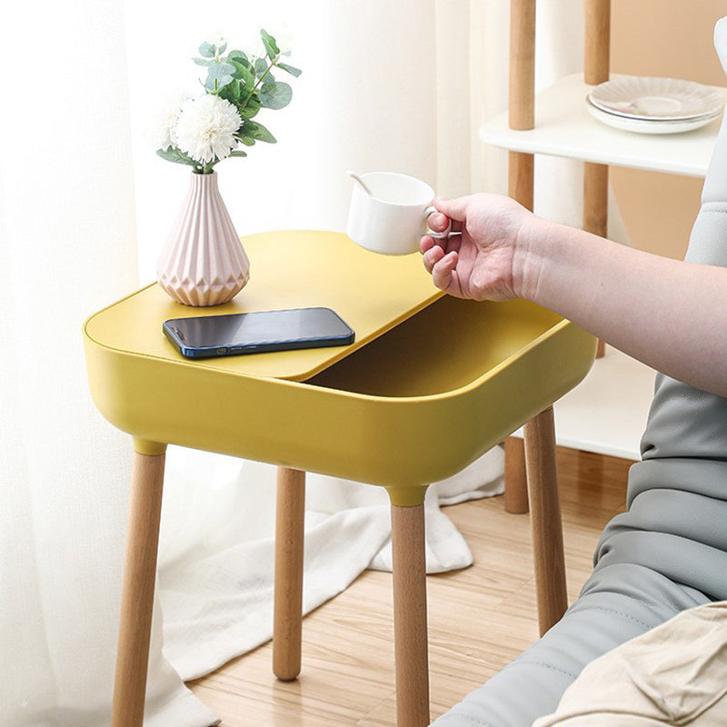 Modern Minimalist Square PP Beech Wood Removable End Table 1-Cabinet For Living Room