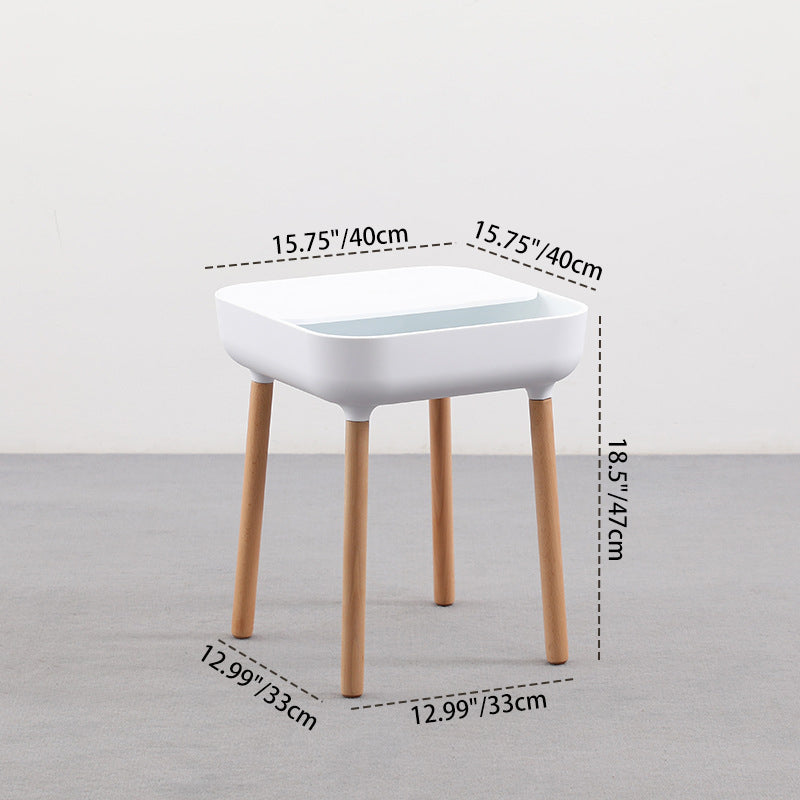 Modern Minimalist Square PP Beech Wood Removable End Table 1-Cabinet For Living Room