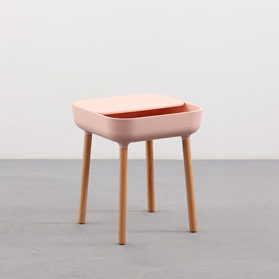 Modern Minimalist Square PP Beech Wood Removable End Table 1-Cabinet For Living Room