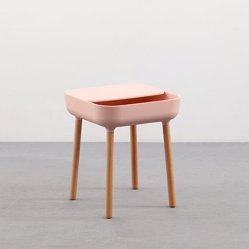 Modern Minimalist Square PP Beech Wood Removable End Table 1-Cabinet For Living Room