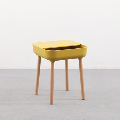 Modern Minimalist Square PP Beech Wood Removable End Table 1-Cabinet For Living Room