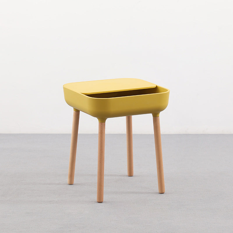 Modern Minimalist Square PP Beech Wood Removable End Table 1-Cabinet For Living Room