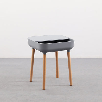 Modern Minimalist Square PP Beech Wood Removable End Table 1-Cabinet For Living Room