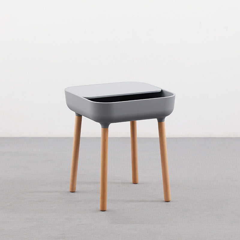 Modern Minimalist Square PP Beech Wood Removable End Table 1-Cabinet For Living Room