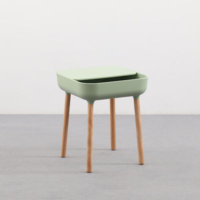 Modern Minimalist Square PP Beech Wood Removable End Table 1-Cabinet For Living Room