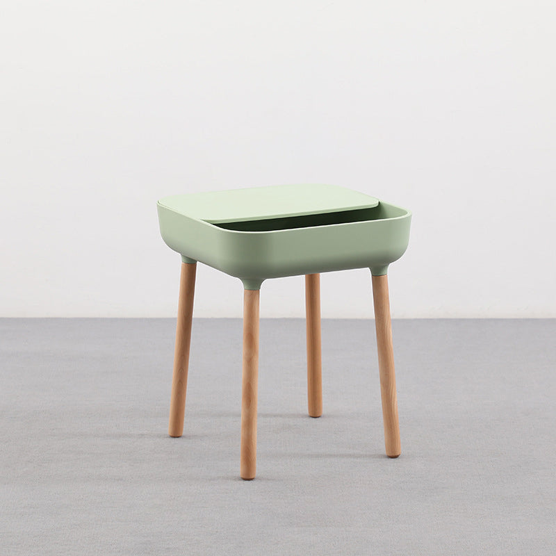 Modern Minimalist Square PP Beech Wood Removable End Table 1-Cabinet For Living Room