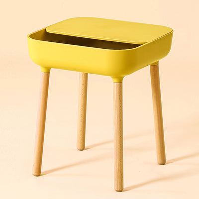 Modern Minimalist Square PP Beech Wood Removable End Table 1-Cabinet For Living Room