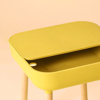 Modern Minimalist Square PP Beech Wood Removable End Table 1-Cabinet For Living Room