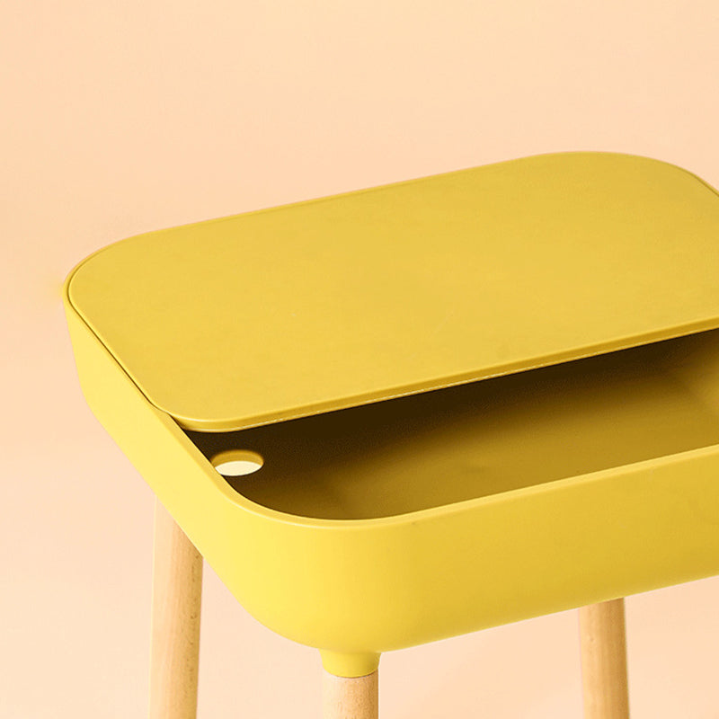 Modern Minimalist Square PP Beech Wood Removable End Table 1-Cabinet For Living Room