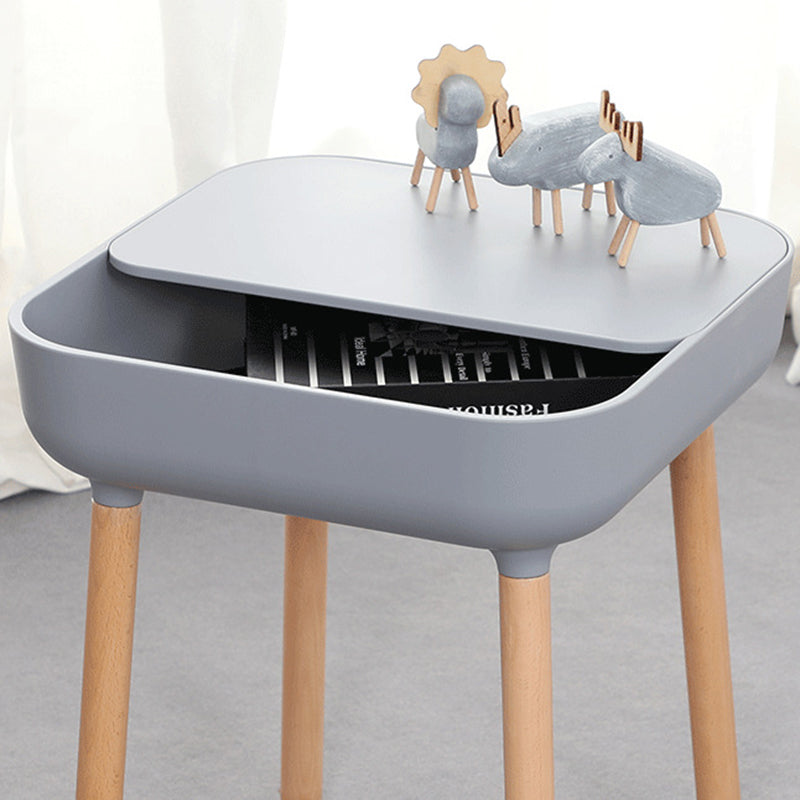 Modern Minimalist Square PP Beech Wood Removable End Table 1-Cabinet For Living Room