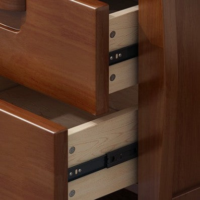 Traditional Chinese Square Rectangular Rubberwood Eco-friendly MDF Solid Wood Plywood Nightstand 2-Drawer For Bedroom